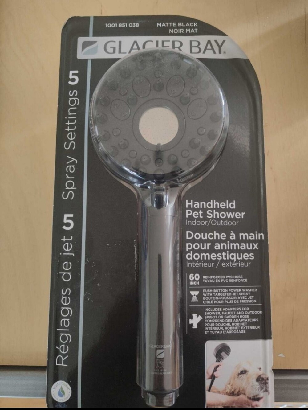 Glacier Bay Matte Black Handheld Pet Shower - 5 Spray Settings